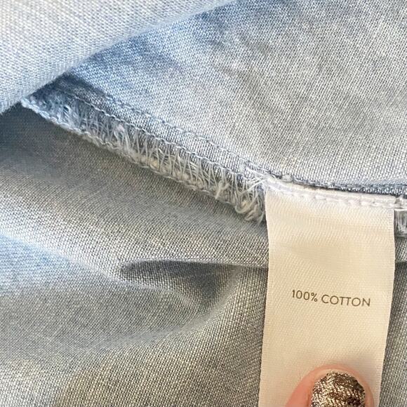 J. Jill Petite Denim Knot Button Long Sleeve Blouse Clarity Wash Petite XSP - Picture 8 of 12